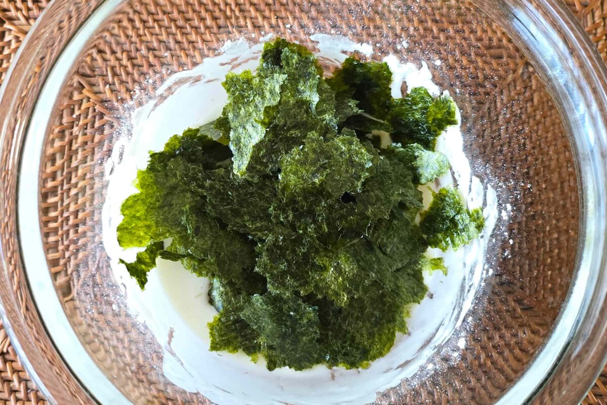 新玉ねぎと海苔のチーズ入りチヂミ