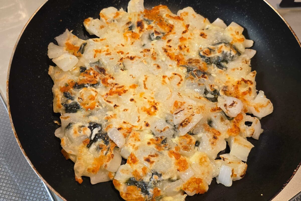新玉ねぎと海苔のチーズ入りチヂミ