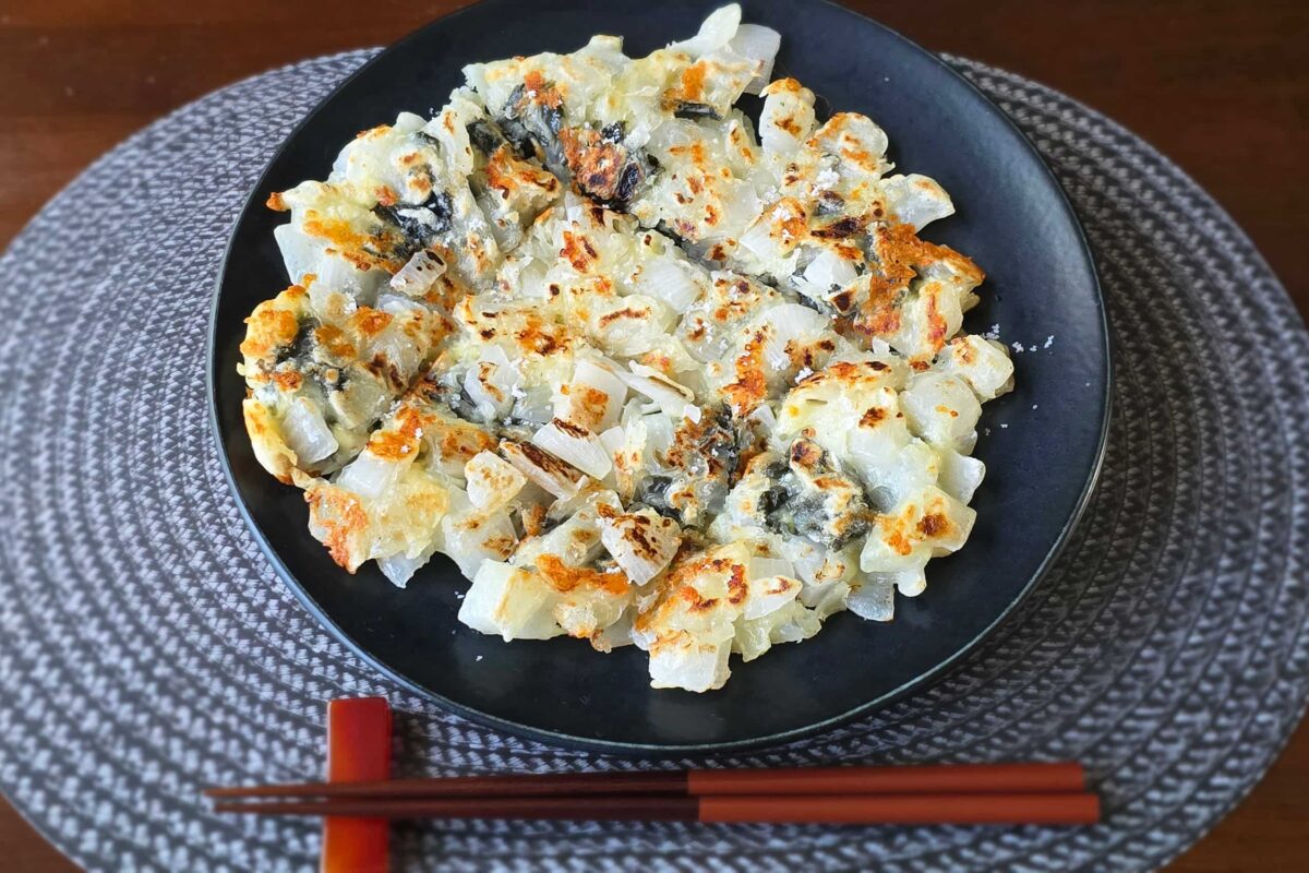 新玉ねぎと海苔のチーズ入りチヂミ