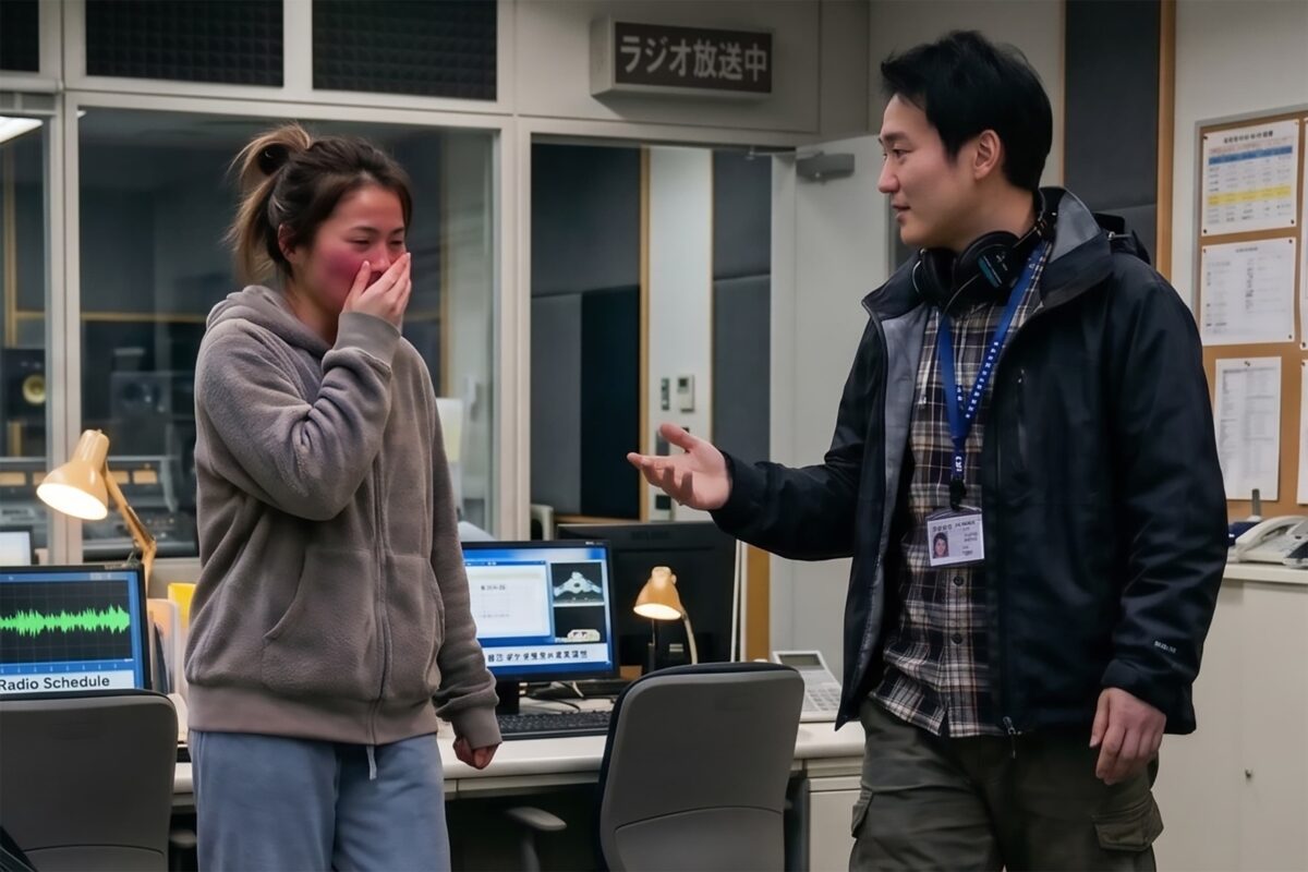 地震発生時、すっぴん寝間着姿で駆け付けた局アナのイメージ