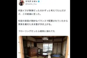 千葉在住のロックベーシスト、自宅が床上70cm浸水も残された愛犬が“まったく濡れなかった”ワケを考察
