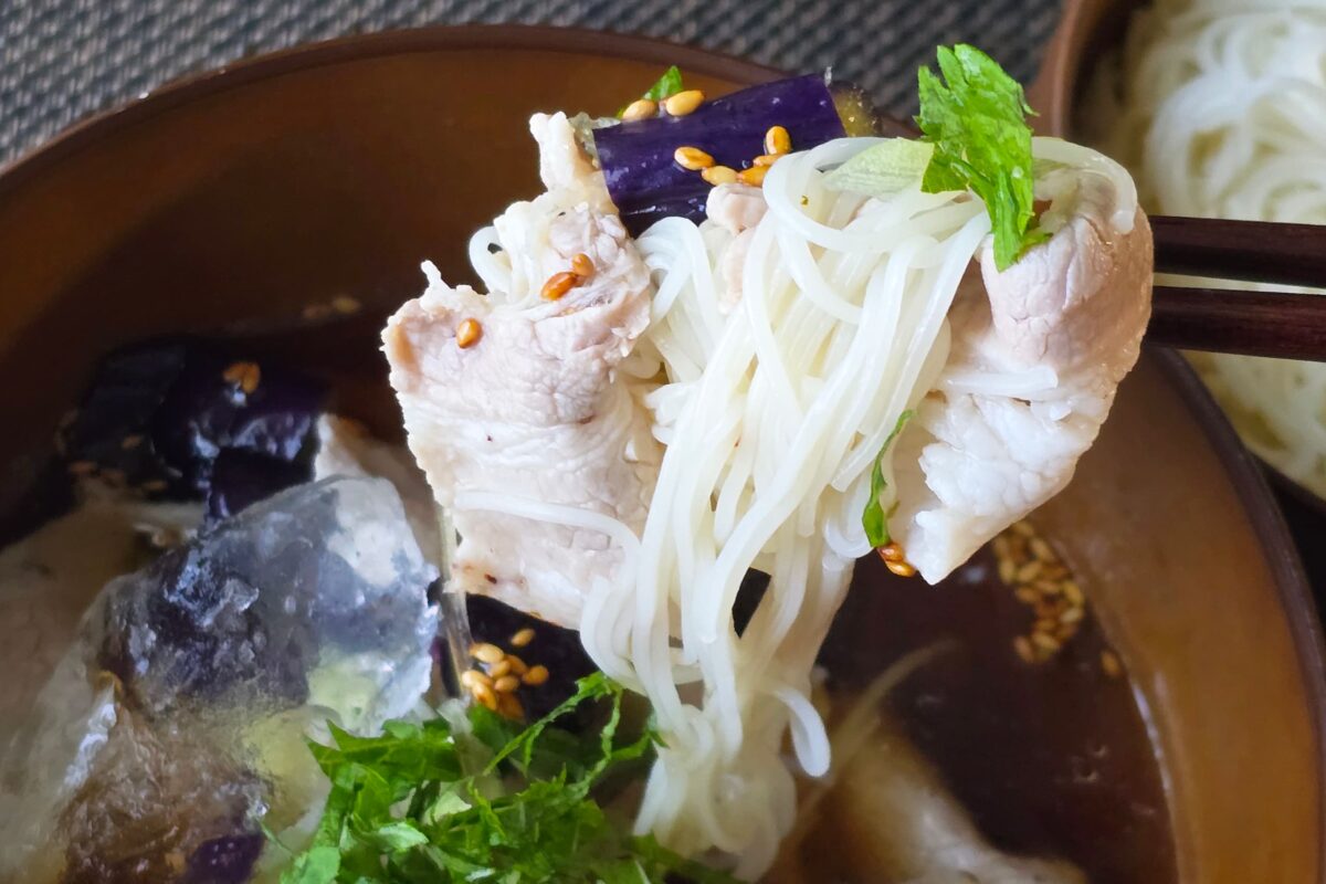 とろナス柚子胡椒つけダレそうめん