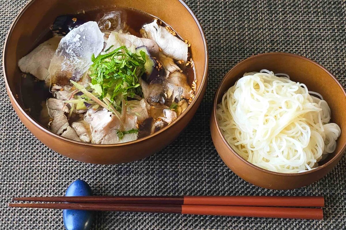 とろナス柚子胡椒つけダレそうめん