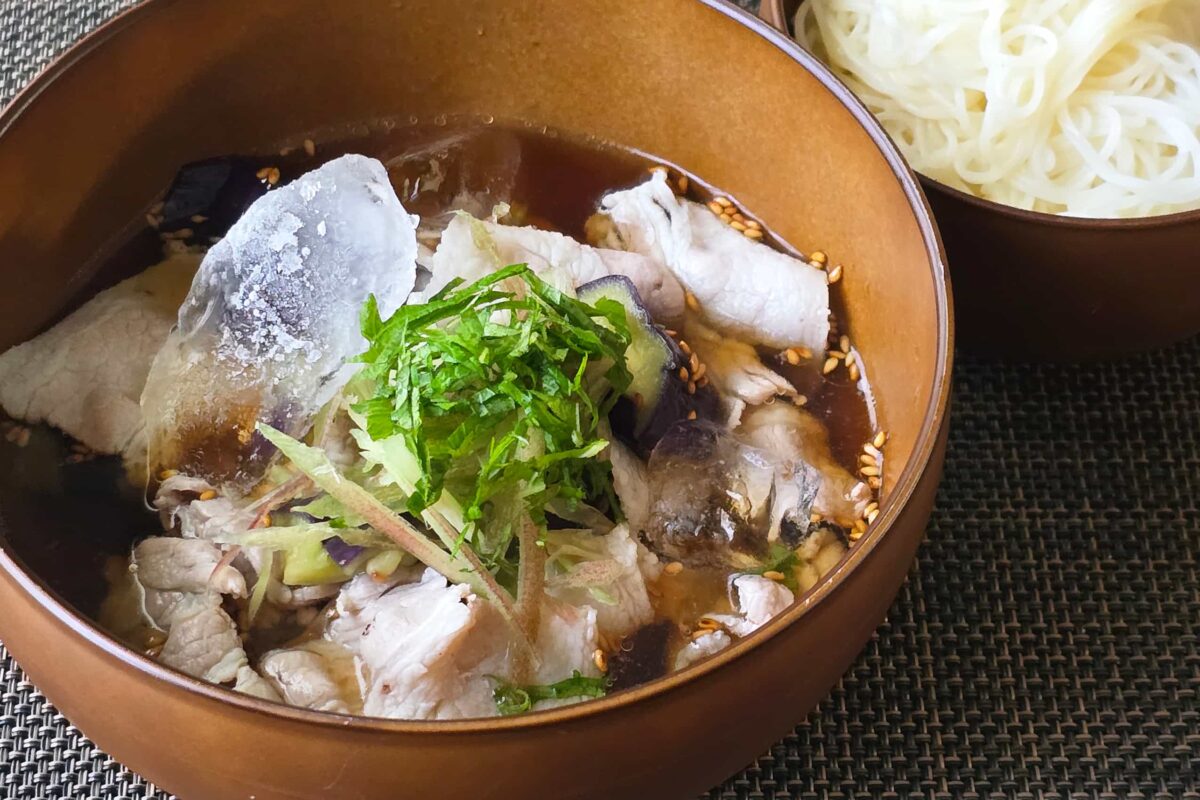 とろナス柚子胡椒つけダレそうめん