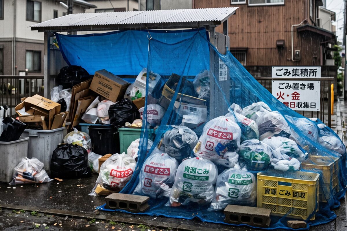 雨・ゴミ捨て場・ゴミ置き場