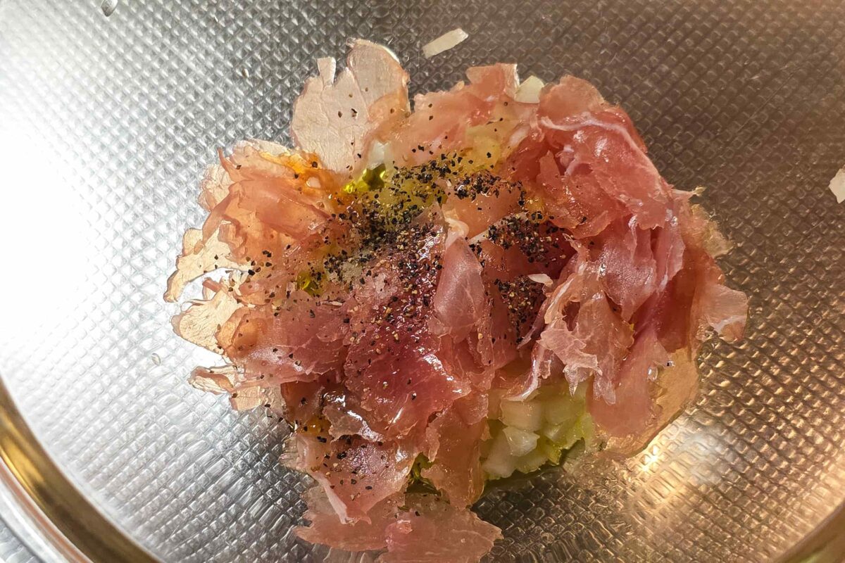 生ハムの冷製塩パスタ