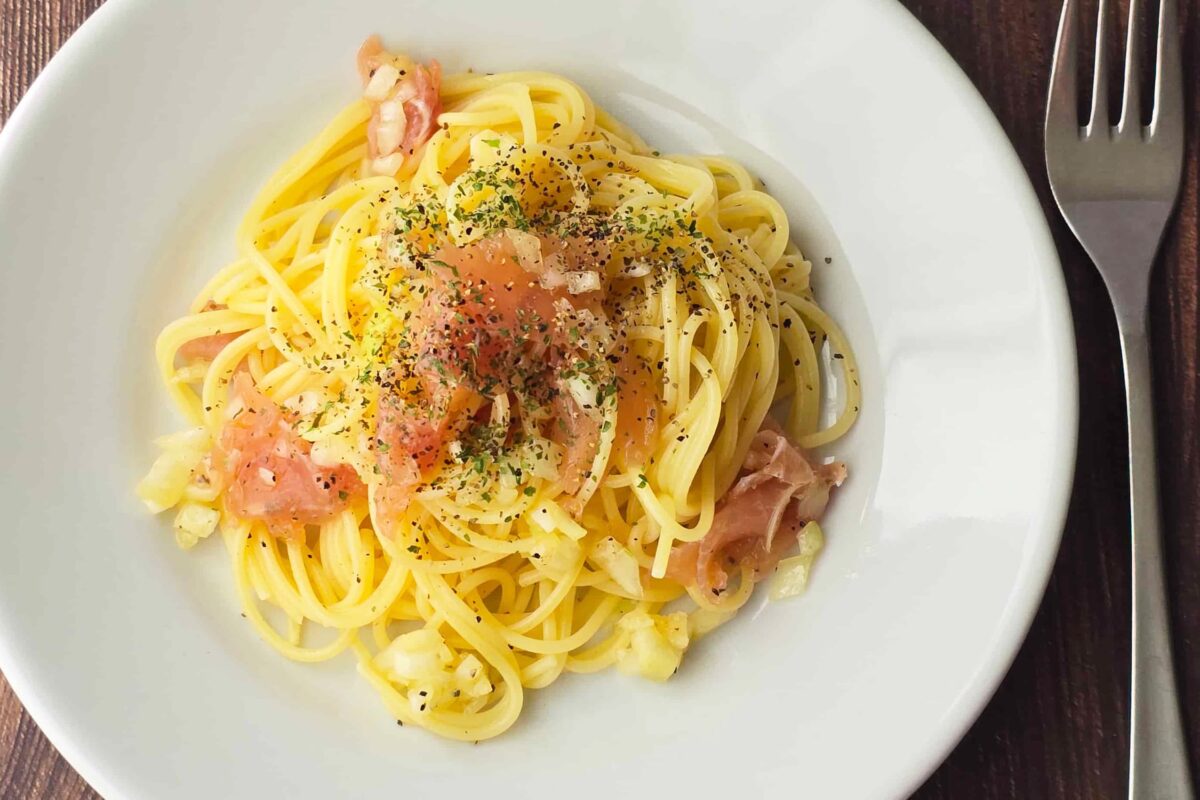 生ハムの冷製塩パスタ
