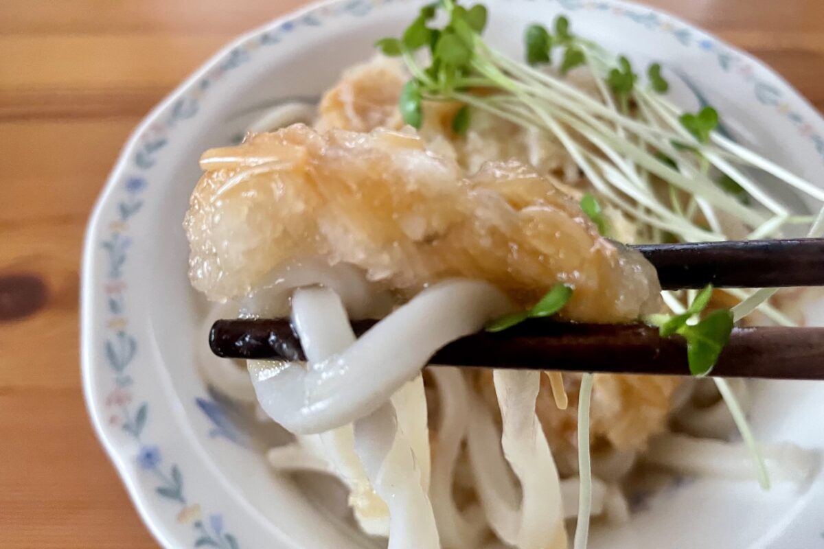 なめ茸おろしの太香アーリオオーリオうどん
